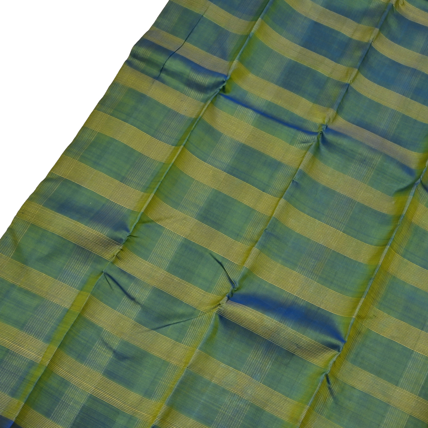 Dual Tone Blue and Green Kanchipuram Silk Saree with Zari Checks Design