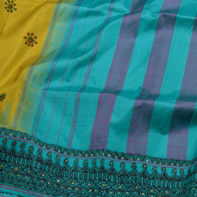 Yellow Madhubani Kanchi Silk Saree