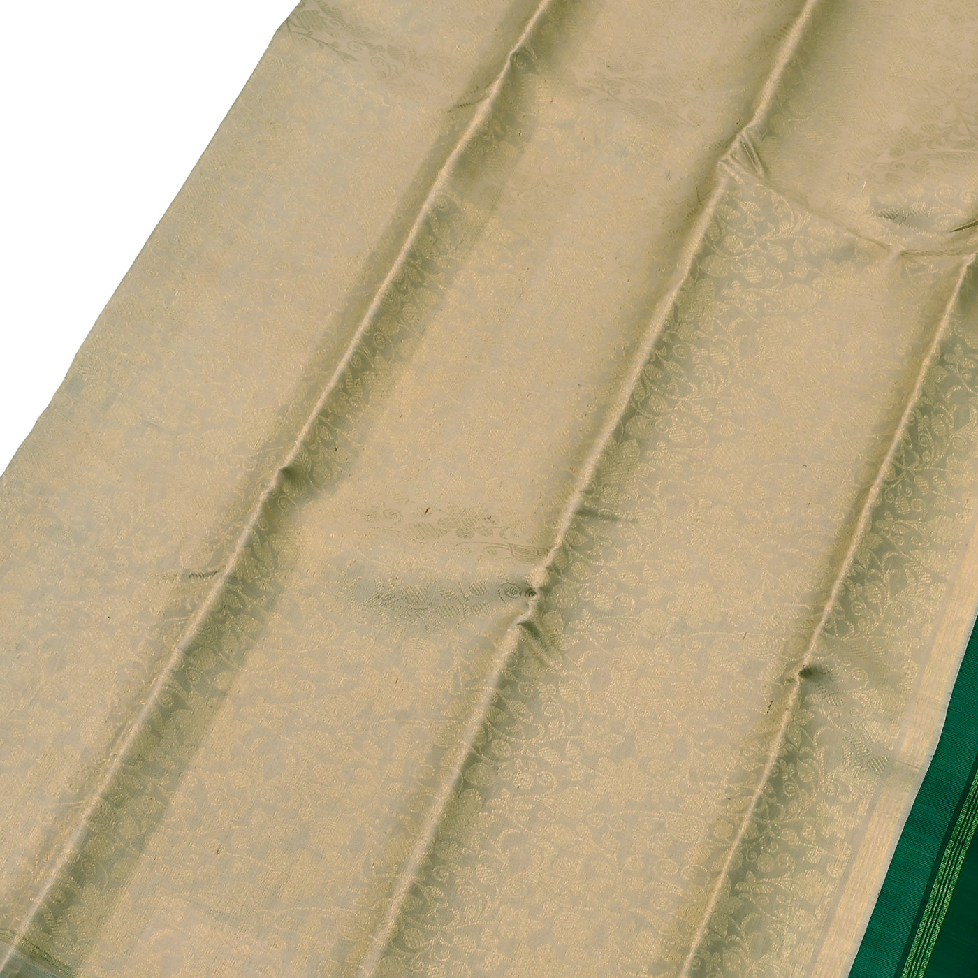 Off White Organza Kanchipuram Silk Saree with Zari Creeper Design