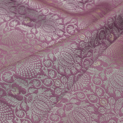 Lilac Banarasi Silk Fabric with Flower Creeper Design