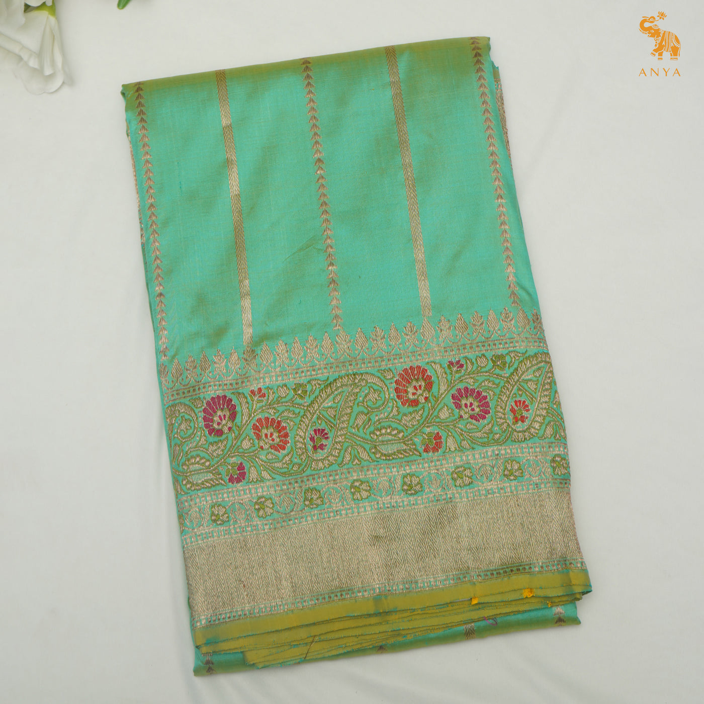 Rexona Dual Tone Banarasi Silk Saree with Zari Stripes Design