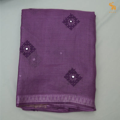 Lavender Tussar Silk Sarees with Kutch Work Design