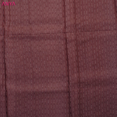Maroon Tussar Silk Fabric with Thread Lines Design