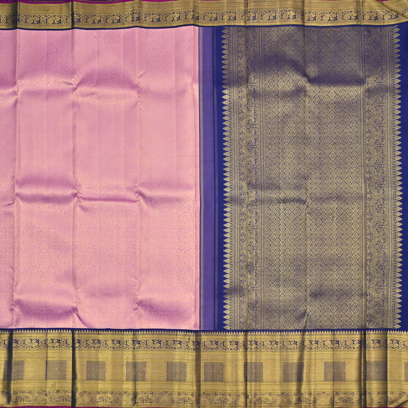 Baby Pink Kanchipuram Silk Saree with Creeper Design
