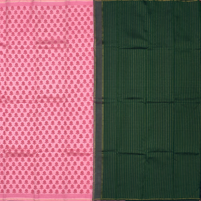 Onion Pink Printed Kanchi Silk Saree with Floral Print Design