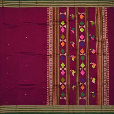 Maroon Kanchi Cotton Saree with Thread Butta Design