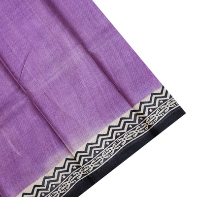 Lavender Tussar Silk Saree with Leaf Painted Design