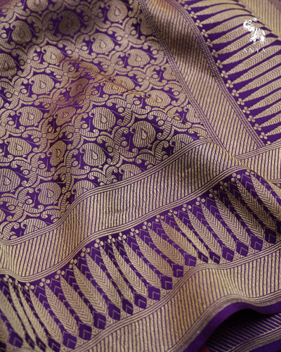 Violet Banarasi Silk Saree with Mango Zari Butta Design