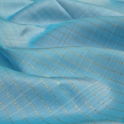 Light Blue Kanchi Silk Fabric with Muthu Seer Lines Design