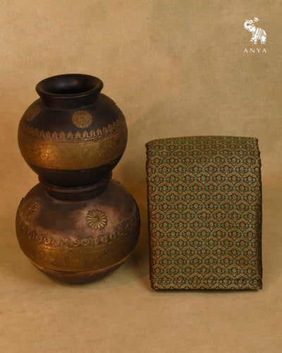 Bottle Green Banarasi Silk Fabric with Zari Creeper Design