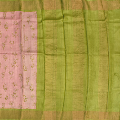 Onion Pink Tussar Silk Saree with Flower Butta Design