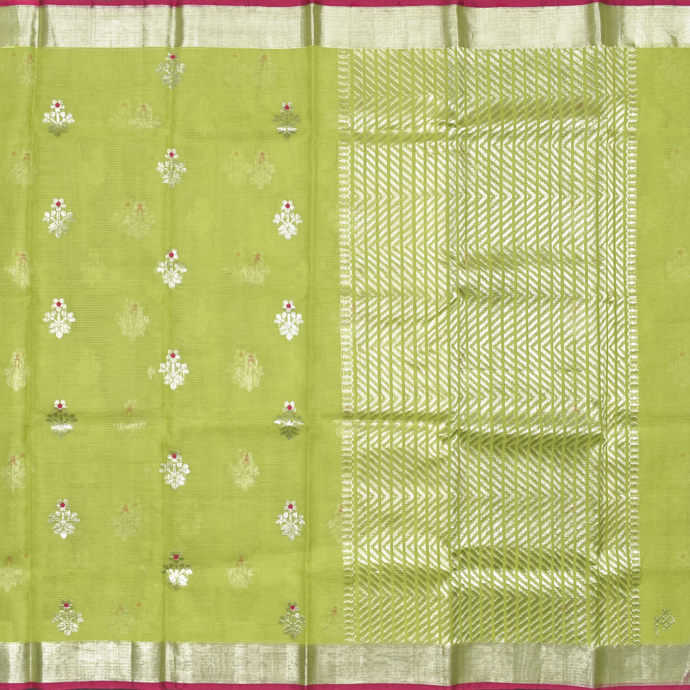 Samagha Green Zari Kota Saree with Zari Butta Design