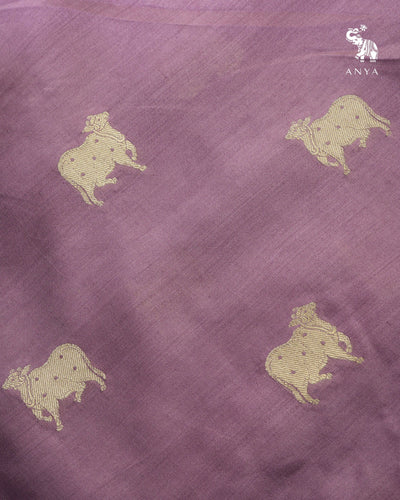 Lavender Banarasi Silk Fabric with Cow Butta Design
