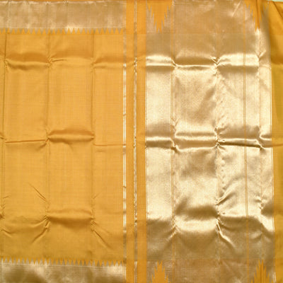 Mustard Kanchipuram Silk Saree with Vairaoosi Checks Design