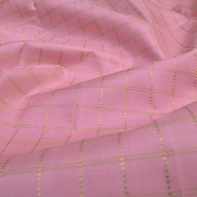 Pink Kanchi Silk Fabric with Zari Kattam Design