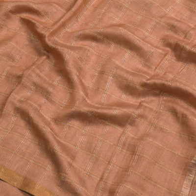 Rust Chanderi Silk Saree with Zari Kattam Design