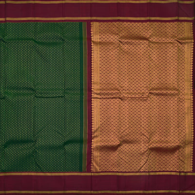 Dark Green Kanchipuram Silk Saree with Zari Butta Design