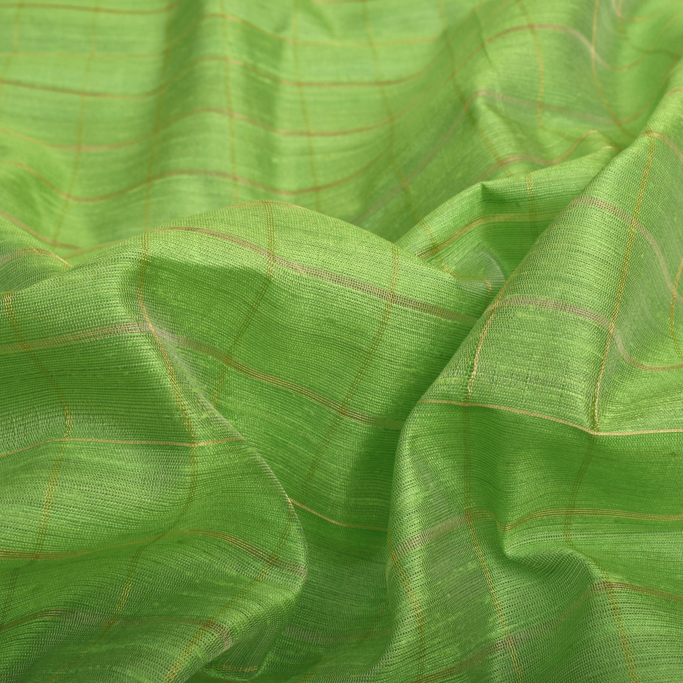 Samangha Green Tussar Raw Silk Fabric