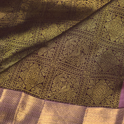 V Pakku Kanchipuram Silk Saree with Box Zari Creeper Design