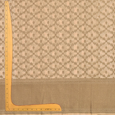 Off White Banarasi Silk Fabric with Creeper Design