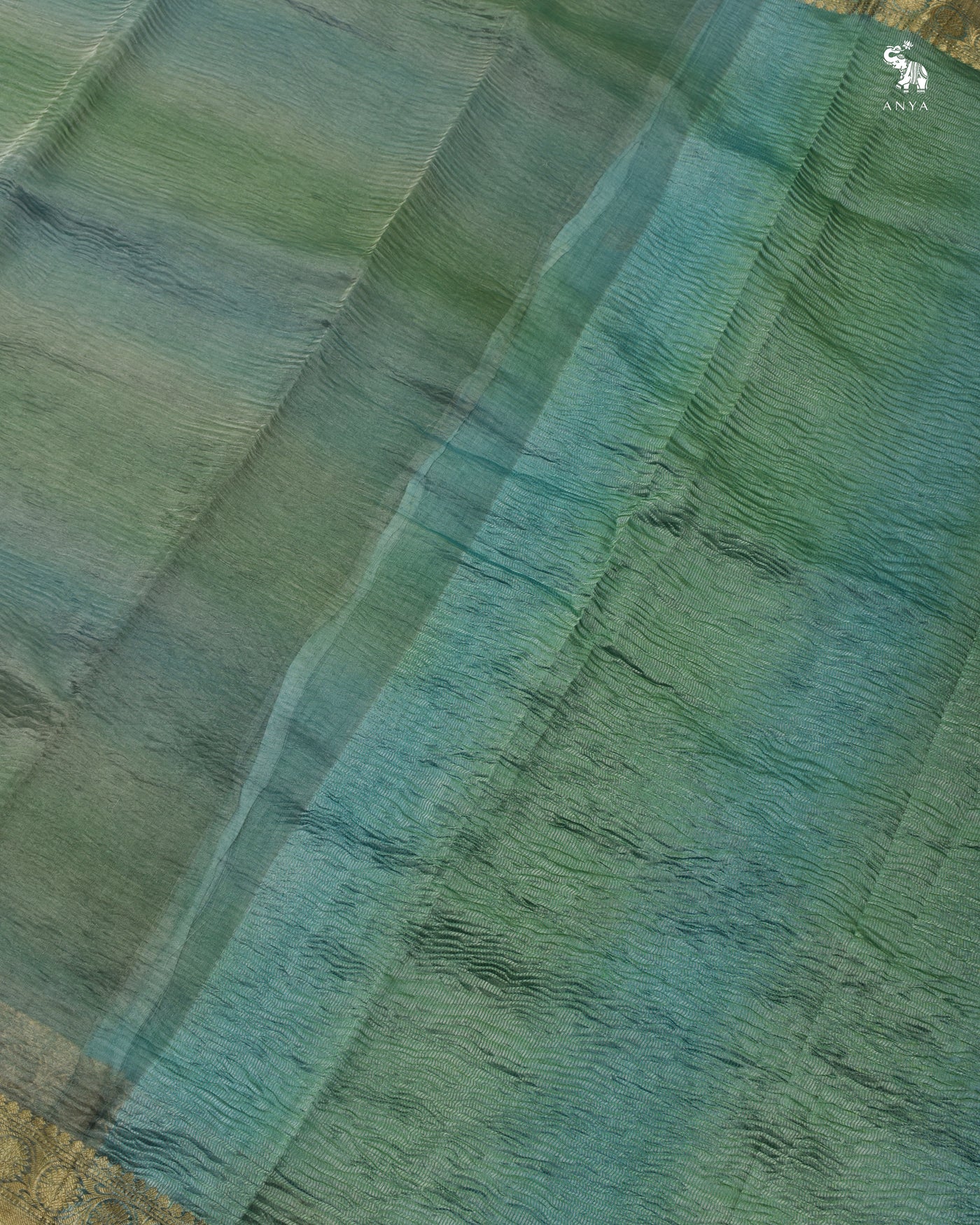 Blue Multicolour Tissue Saree with Crush Tissue Pallu