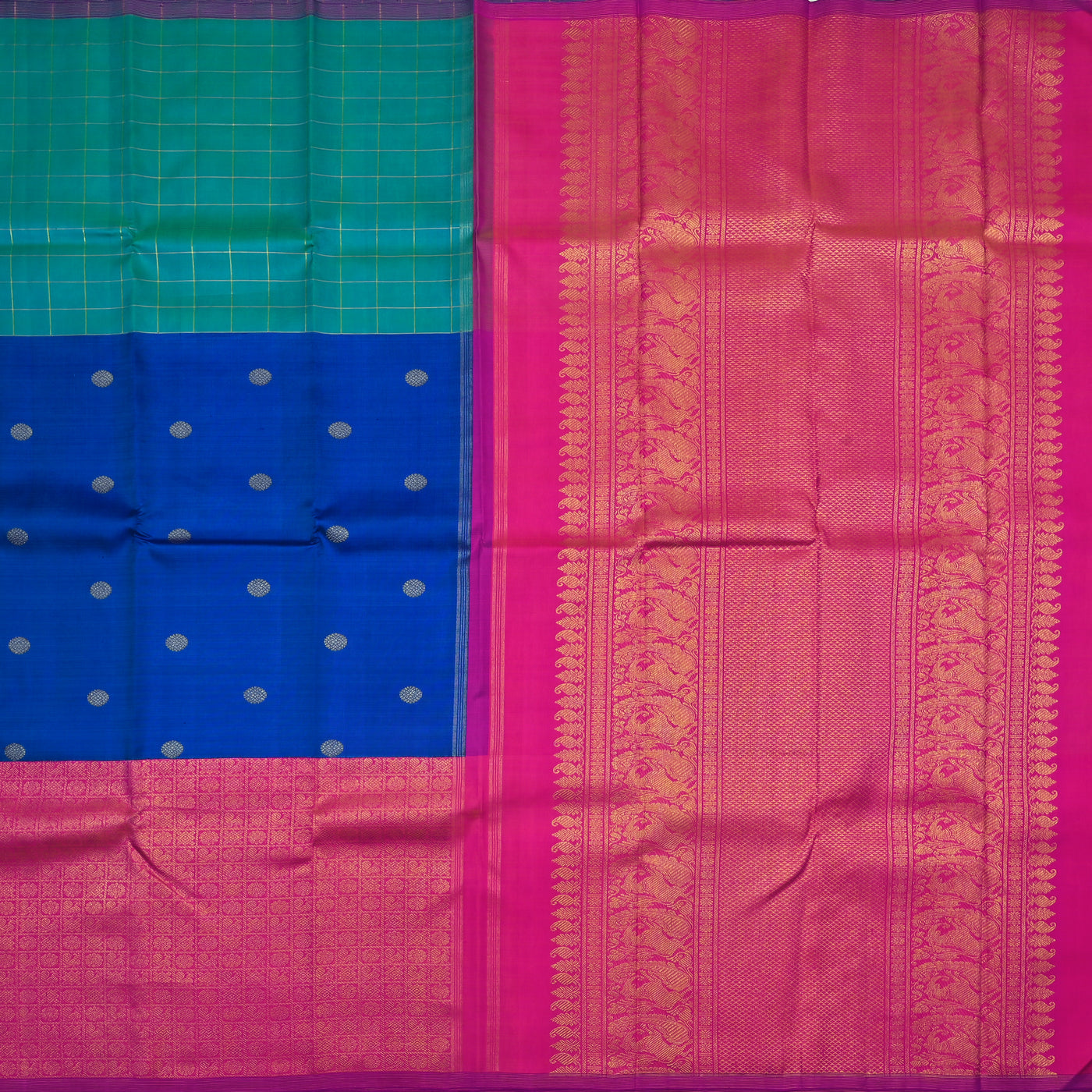 Tri Color Kanchipuram Silk Saree