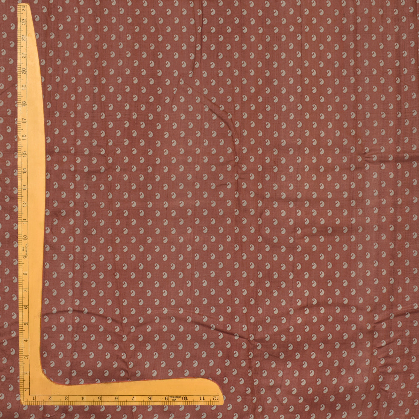 Rust Tussar Silk Fabric with Small Mango Printed Design