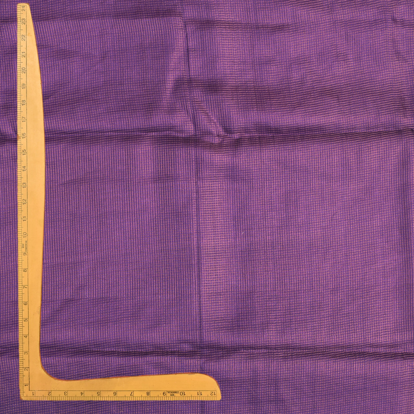 Purple Tussar Silk Fabric with Small Zari Checks Design