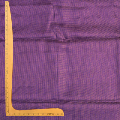 Purple Tussar Silk Fabric with Small Zari Checks Design