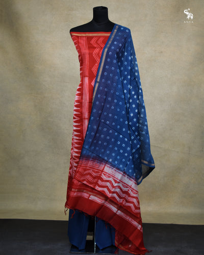 Red Unstitched Chanderi Salwar Set