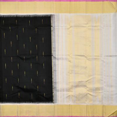 Black Kanchipuram Silk Saree with Rain Drops Design