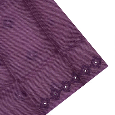 Lavender Tussar Silk Sarees with Kutch Work Design