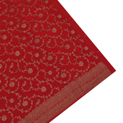 Arakku Thakkali Crepe Banarasi Silk Saree with Zari Butta Design