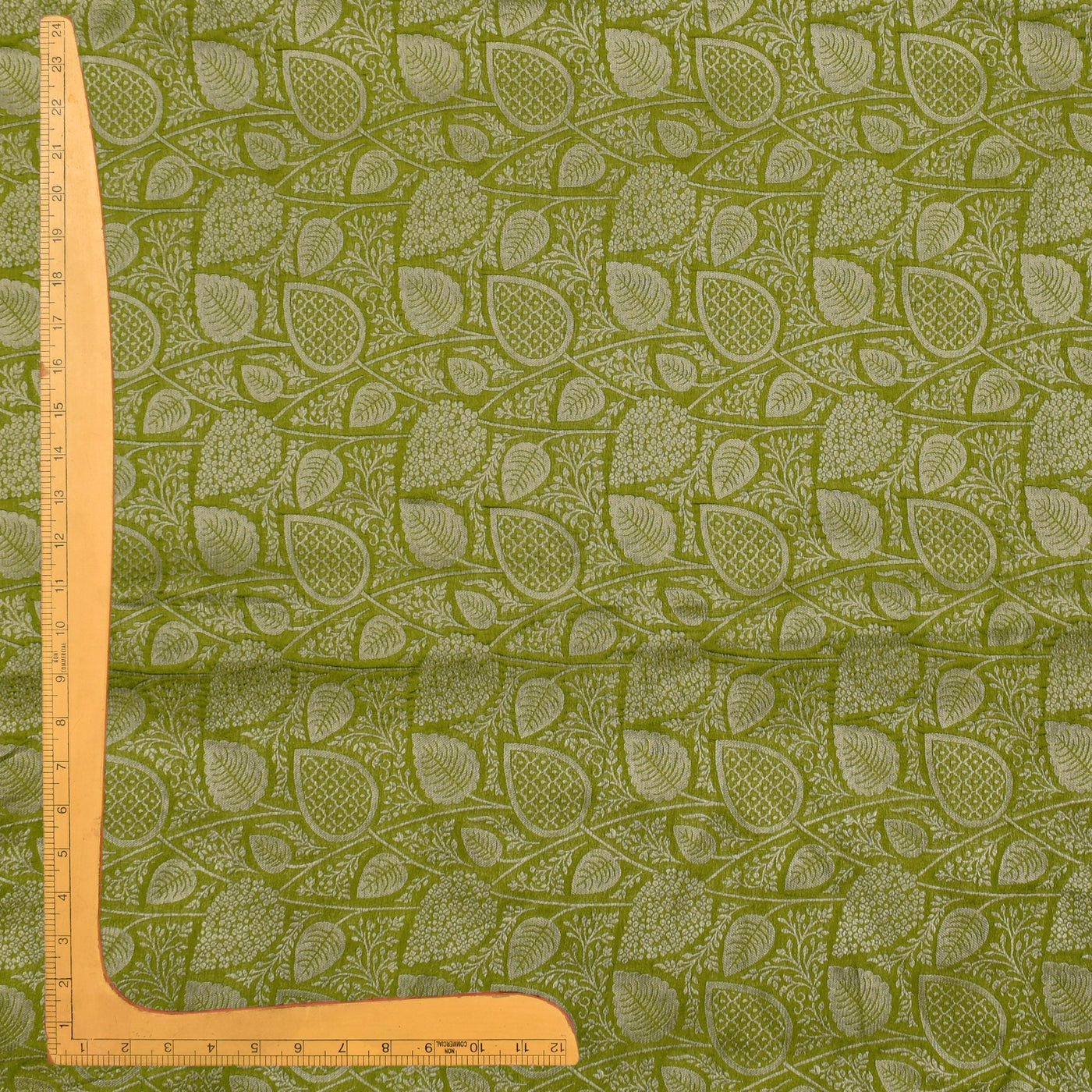 Mehandhi Green Banarasi Silk Fabric with Creeper Design