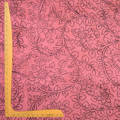 Onion Pink Pen Kalamkari Kanchi Silk Fabric