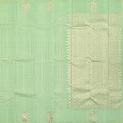 Light Green Kanchipuram Silk Saree with Zari Stripes Design