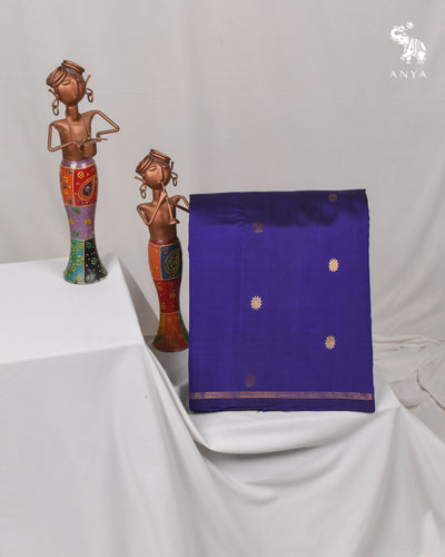 Ms Blue Kanchi Silk Saree with Pink Kantha Work Pallu and Blouse