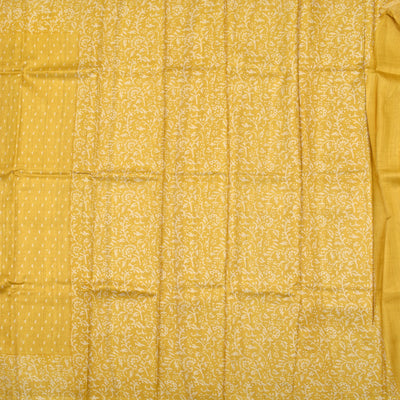 Mustard Tussar Silk Saree with Small Mango Print Design