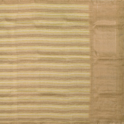 Mustard Linen Saree with Stripes Design