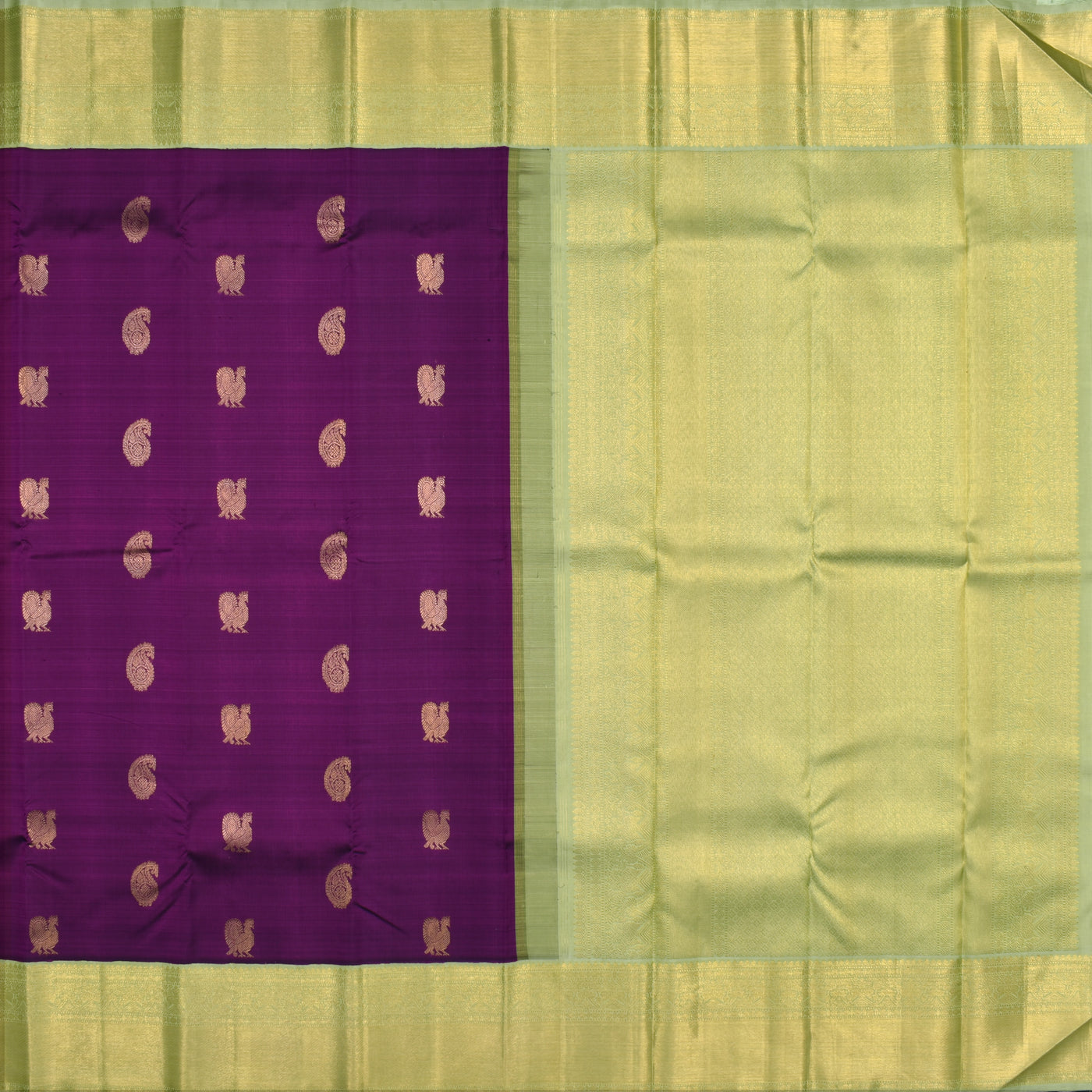 Purple Kanchipuram Silk Saree with Mayil Mango Butta Design