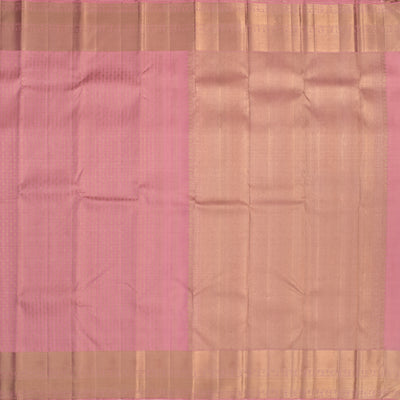 Lotus Pink Kanchipuram Silk Saree with Stripes Design