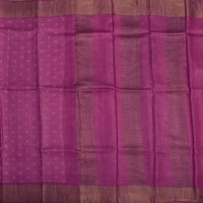 Pink Tussar Silk Saree with Flower Butta Design