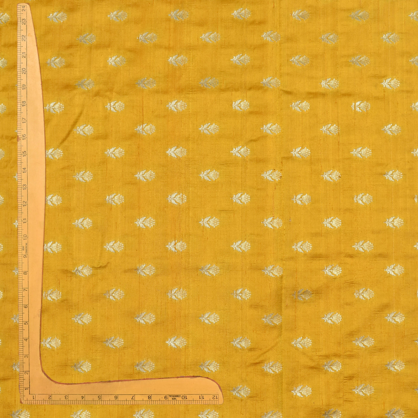 Oil Mustard Tussar Raw Silk Fabric with Flower Banarasi Butta Design