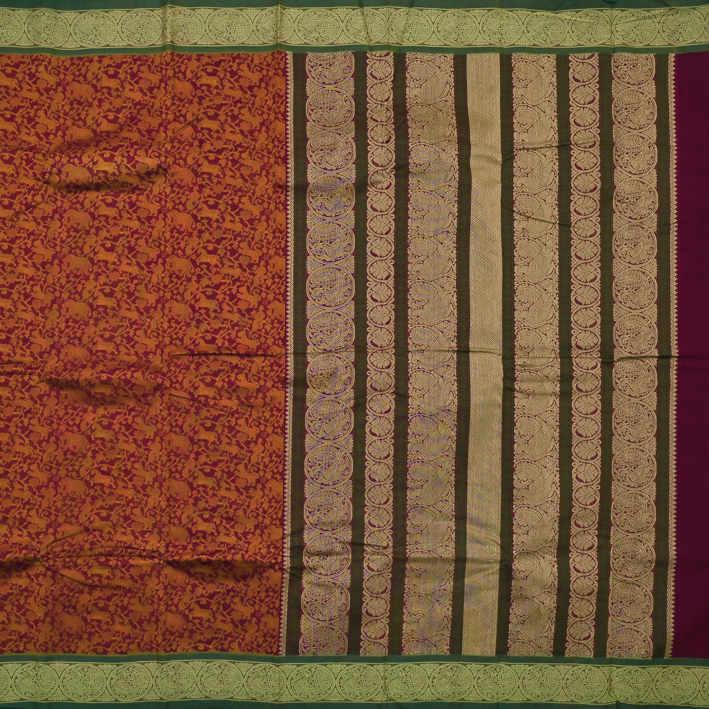 Maroon Kanchi Cotton Saree with Vanasingaram Design
