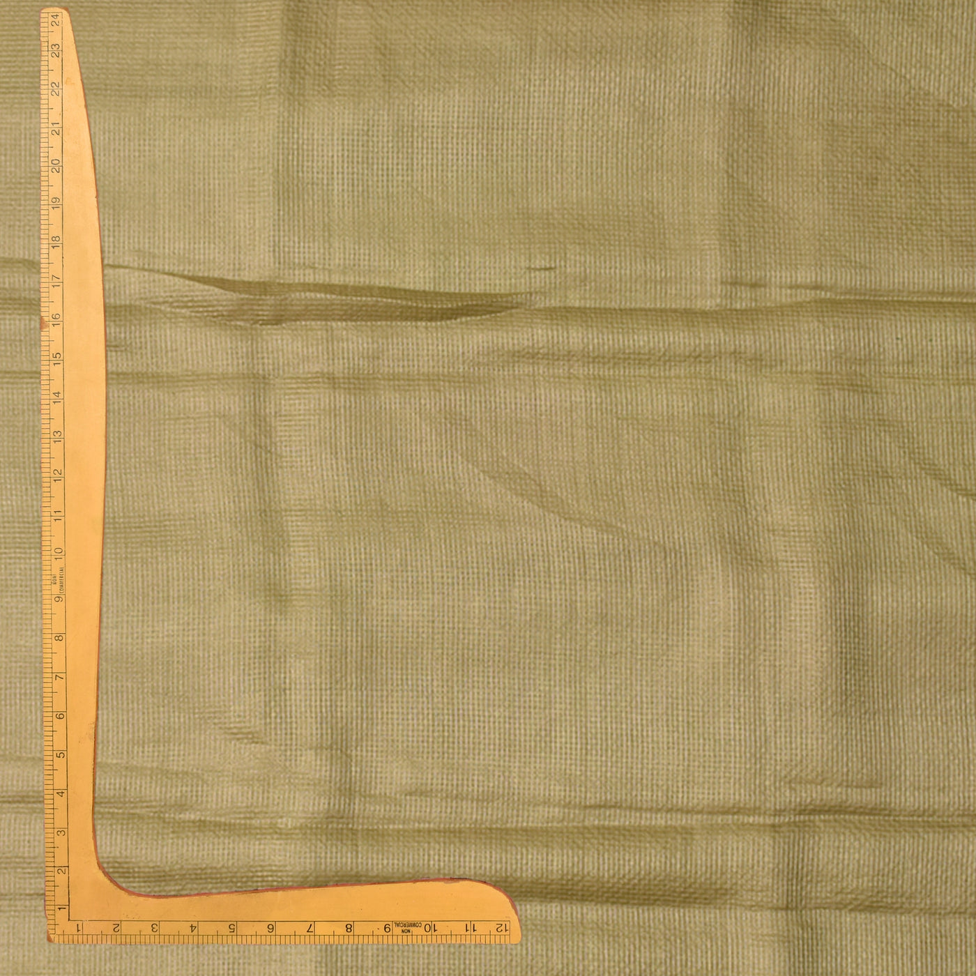 Golden Tussar Silk Fabric with Zari Checks Design