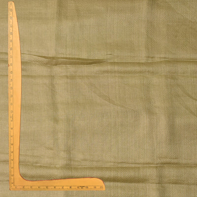 Golden Tussar Silk Fabric with Zari Checks Design