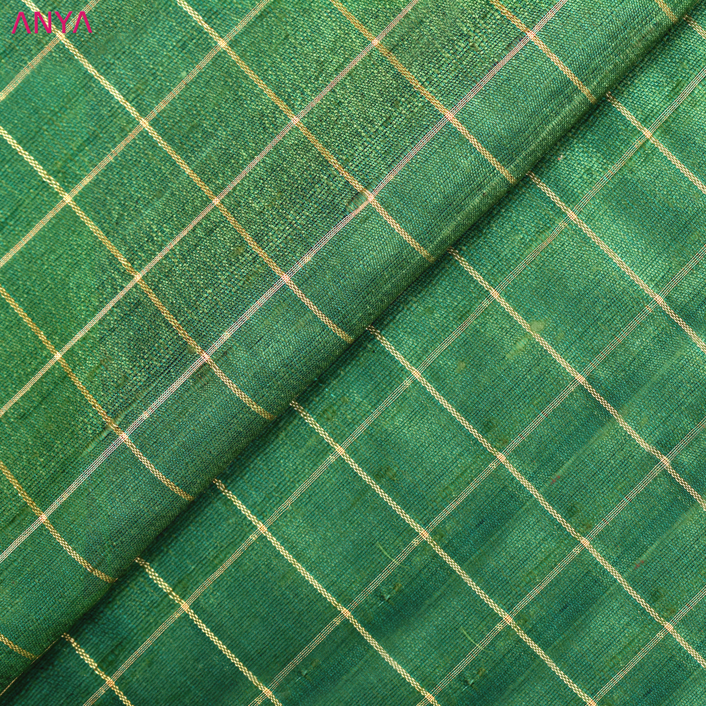 Forest Green Tussar Raw Silk Fabric