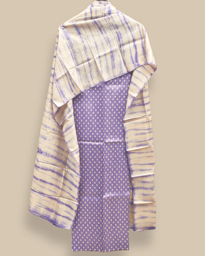 Lavender Tussar Silk Salwar with Small Mango Print Design
