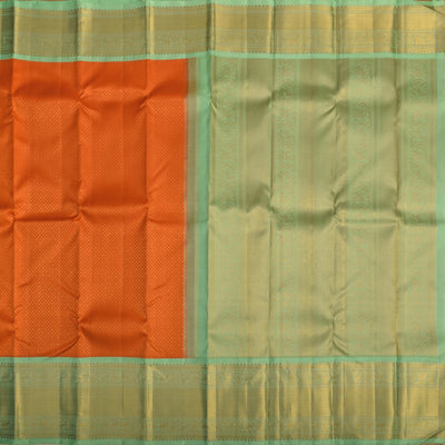 Orange Kanchipuram Silk Saree with Star Butta Design