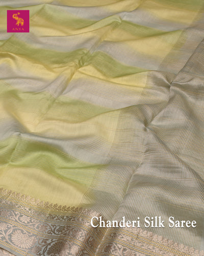 Baby Blue Chanderi Silk Saree with Zari Stripes Design